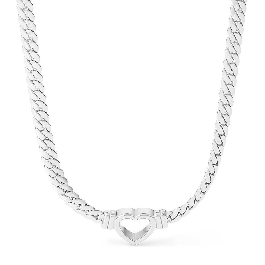 Heart with Chain of Links Gruesos Necklace (18K Gold Plated) | Luvesina