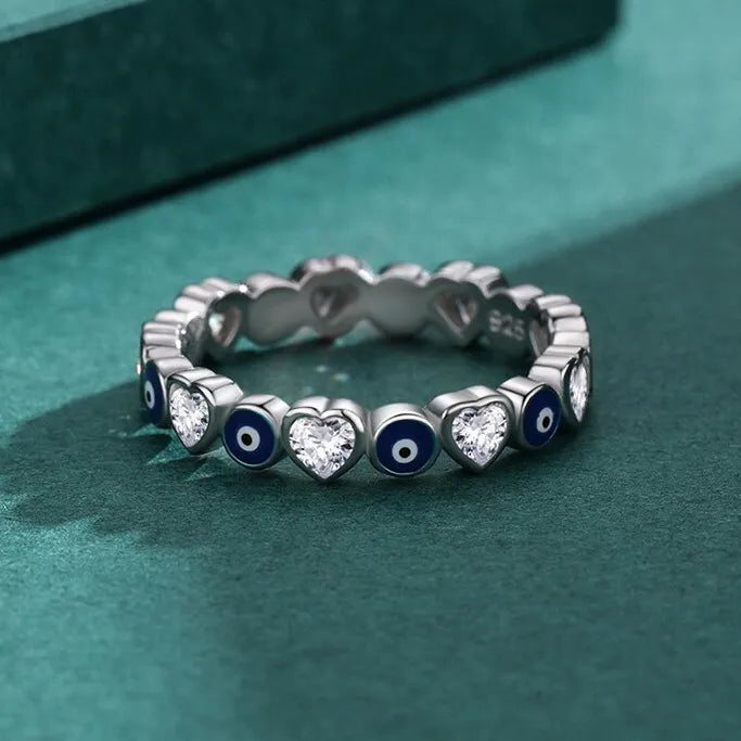 Turkish Eye and Heart Ring (Sterling Silver 925) | Luvesina