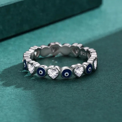 Turkish Eye and Heart Ring (Sterling Silver 925) | Luvesina