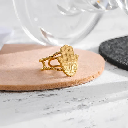 Hand of Fatima Hamsa Ring (18K Gold Plated) | Luvesina