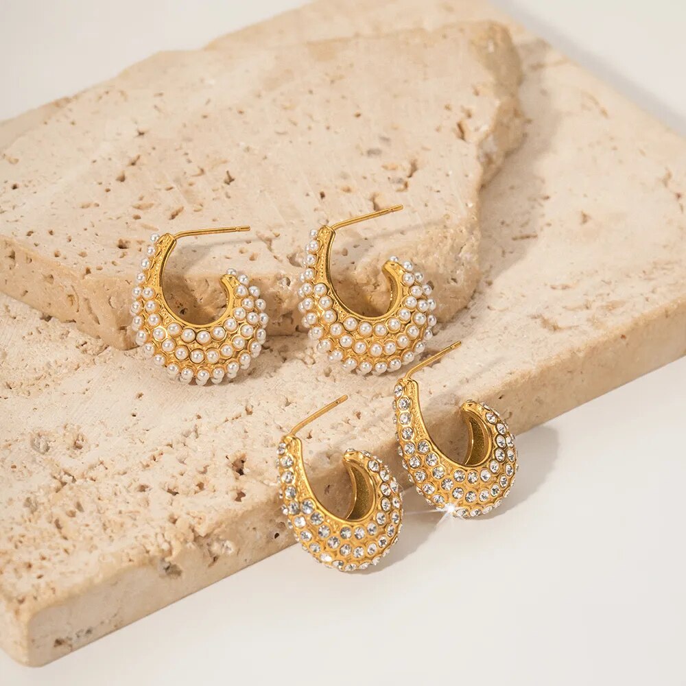 Aro Medio with Pearls Harmony Earring (18K Gold Plated) | Luvesina