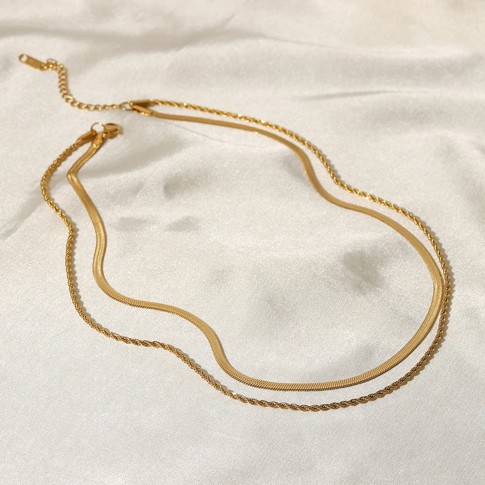 Mix Necklace Malla and Braided (18K Gold Plated) | Luvesina