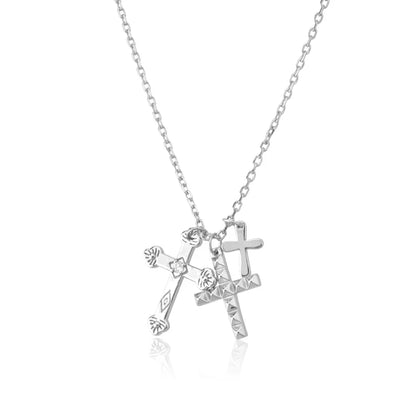 Cross Triple Circonias Necklace (18K Gold Plated) | Luvesina