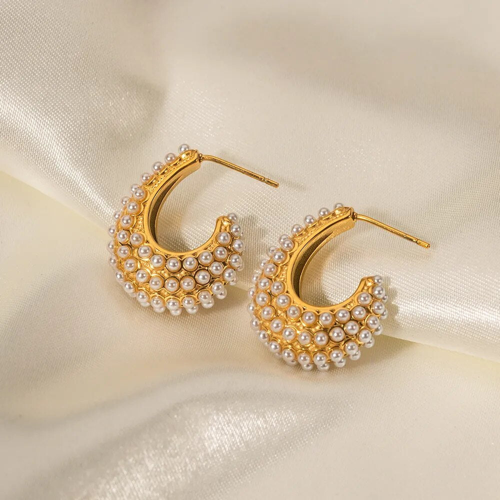 Aro Medio with Pearls Harmony Earring (18K Gold Plated) | Luvesina