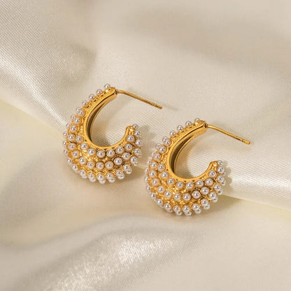 Aro Medio with Pearls Harmony Earring (18K Gold Plated) | Luvesina