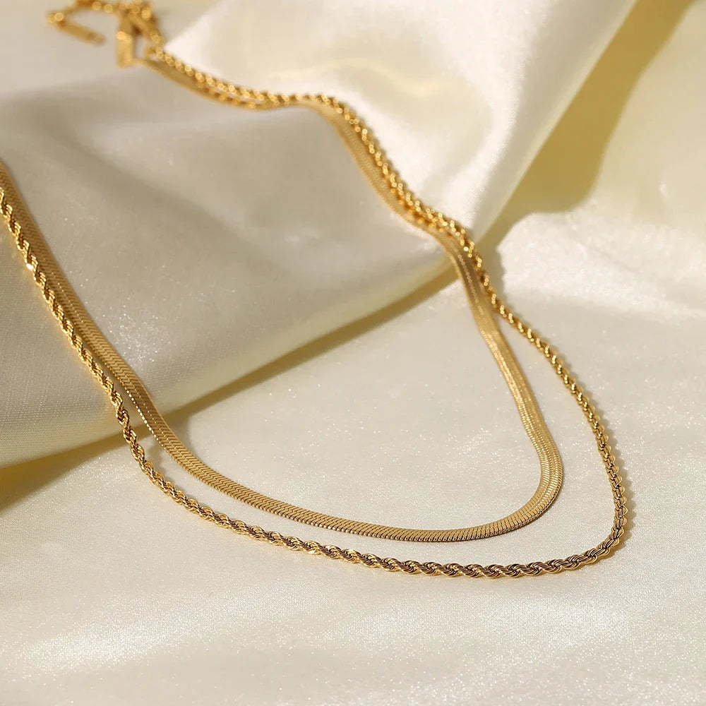 Mix Necklace Malla and Braided (18K Gold Plated) | Luvesina