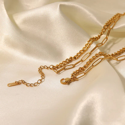 Mix Necklace Roma Chain and Links Rectangulares (18K Gold Plated) | Luvesina