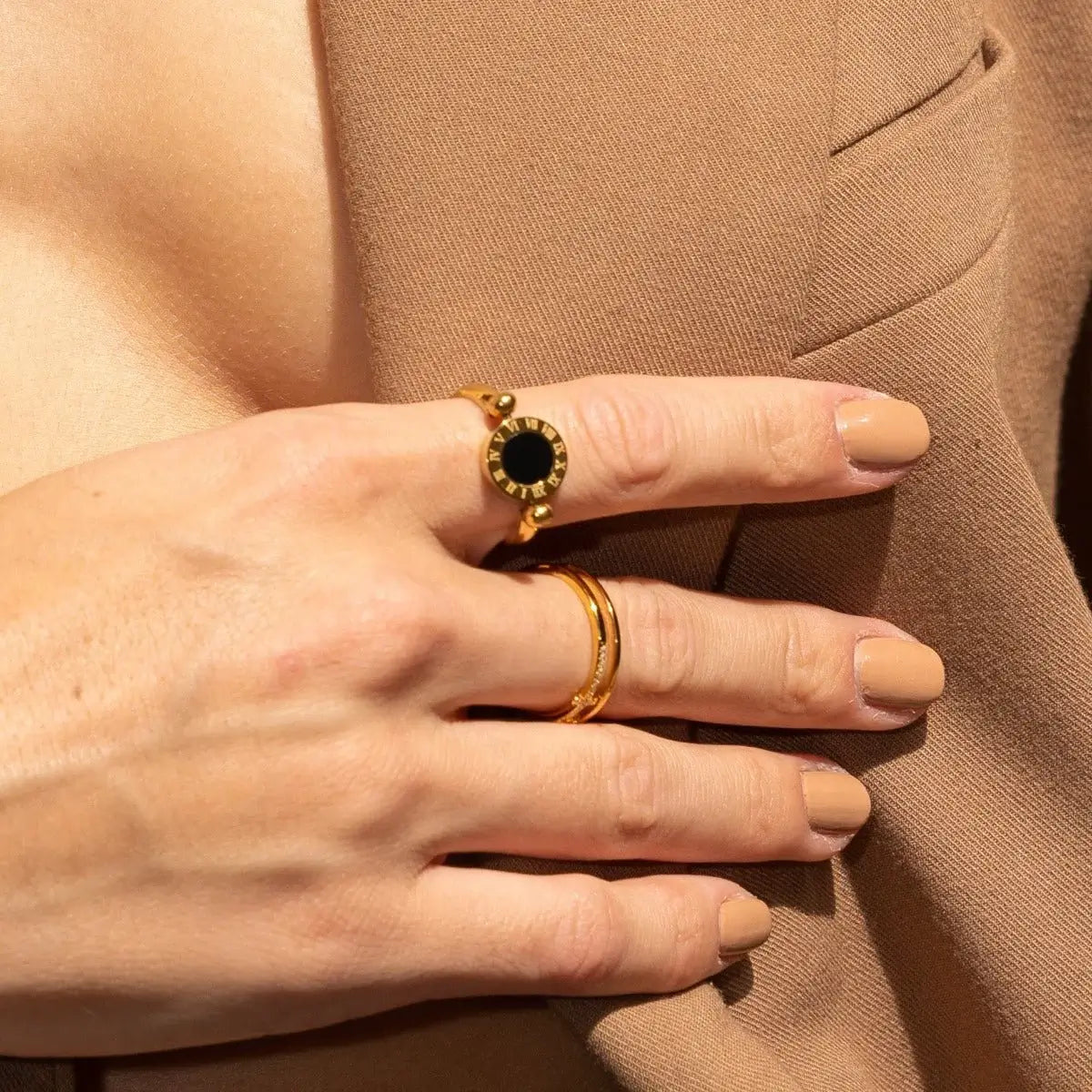 Spinner with Roman Numerals Ring (Gold Plated) | Luvesina