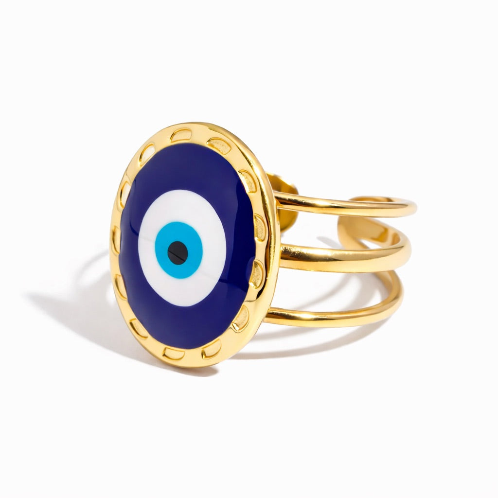 Amulet Turkish Eye Ring (Gold Plated) | Luvesina