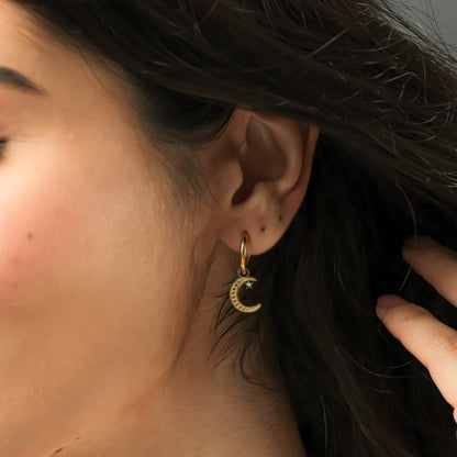 Aro Sun and Moon Earring (18K Gold Plated) | Luvesina