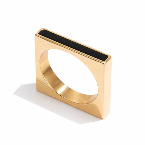 Square Geometric Cesare Ring (18K Gold Plated) | Luvesina