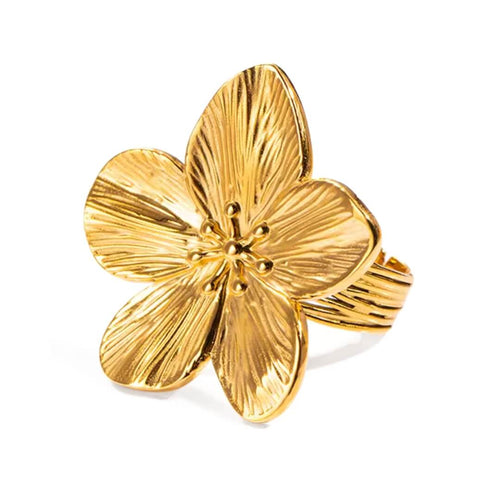 Cherry Blossom Adjustable Ring (18K Gold Plated) | Luvesina
