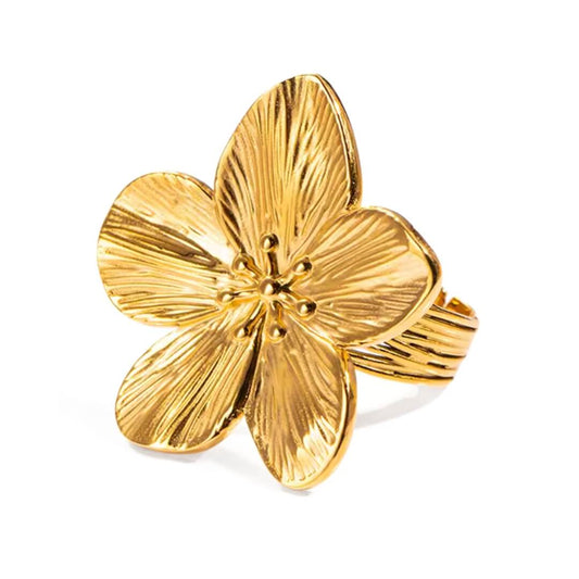 Cherry Blossom Adjustable Ring (18K Gold Plated) | Luvesina