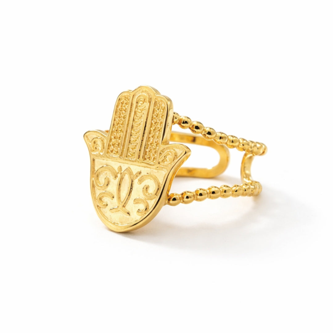 Hand of Fatima Hamsa Ring (18K Gold Plated) | Luvesina