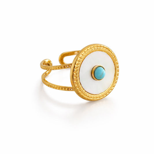 Turkish Eye Gaia Ring (18K Gold Plated) | Luvesina