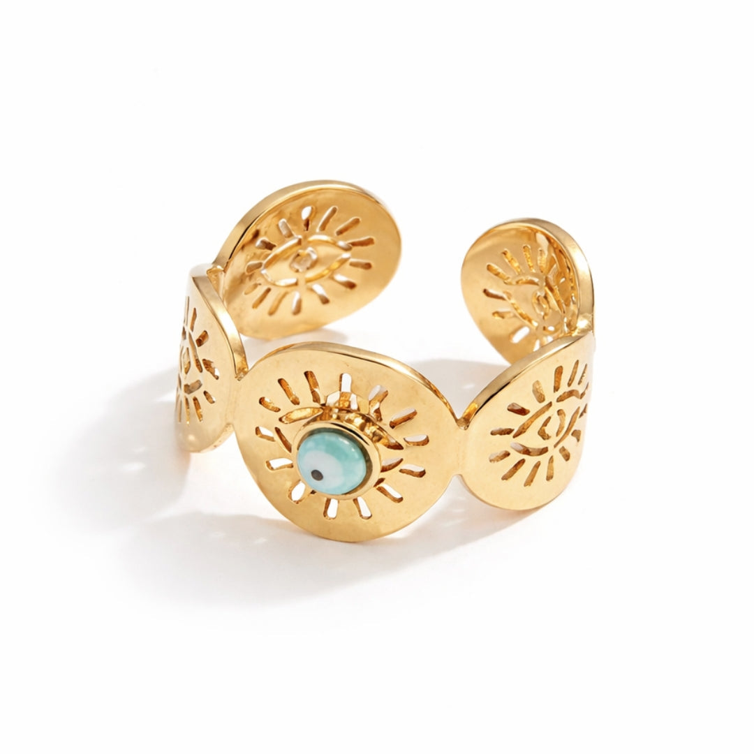 Turkish Eye Hera Ring (18K Gold Plated) | Luvesina