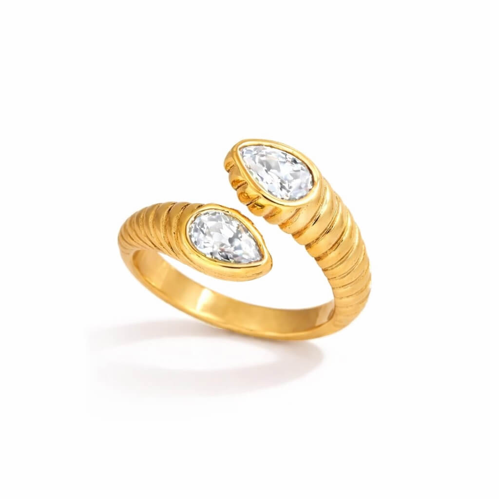Snake Adjustable with Zirconia Ring (18K Gold Plated) | Luvesina