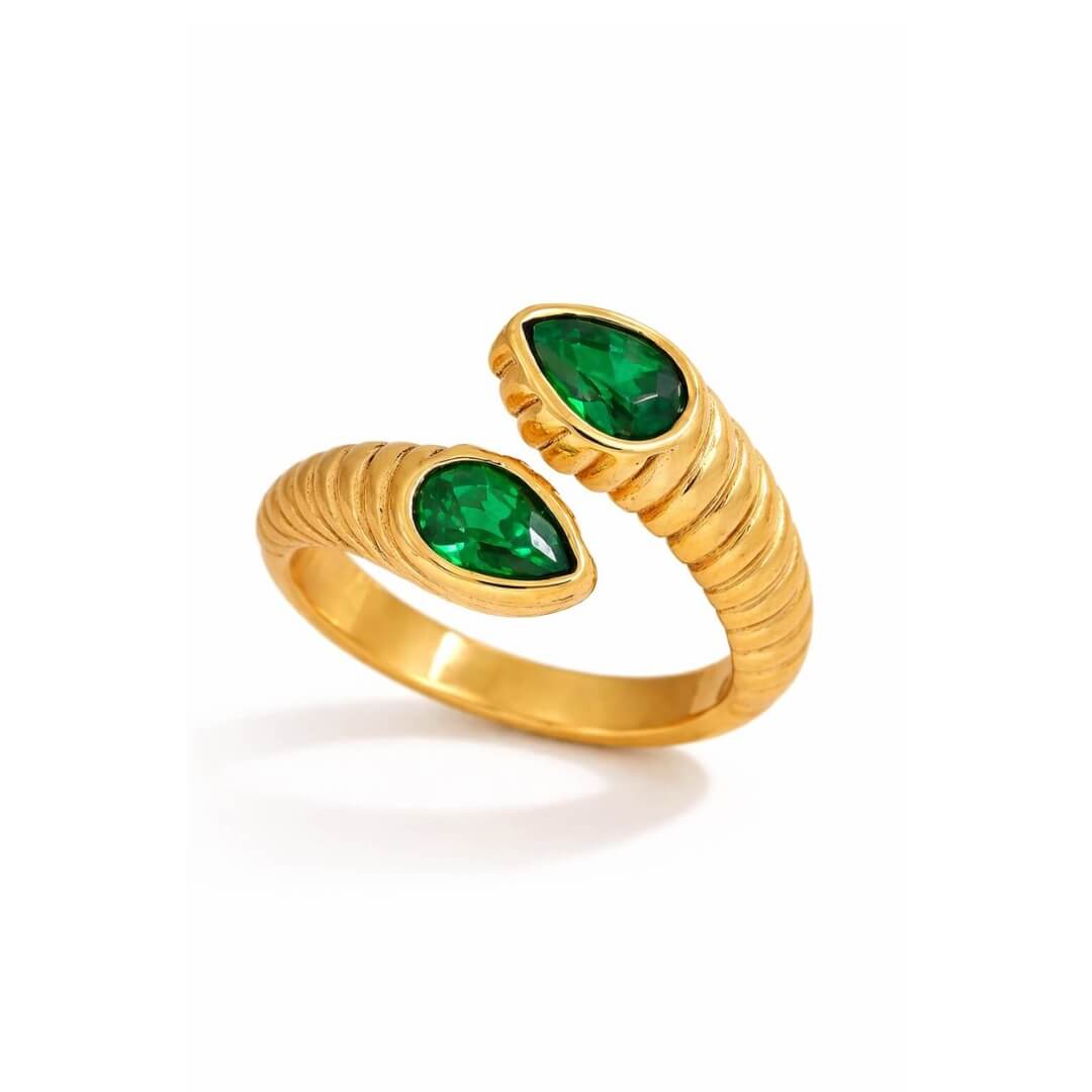 Snake Adjustable with Zirconia Ring (18K Gold Plated) | Luvesina