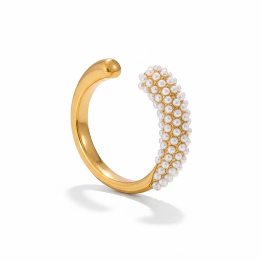 Spike with Pearls Adjustable Ring (18K Gold Plated) | Luvesina