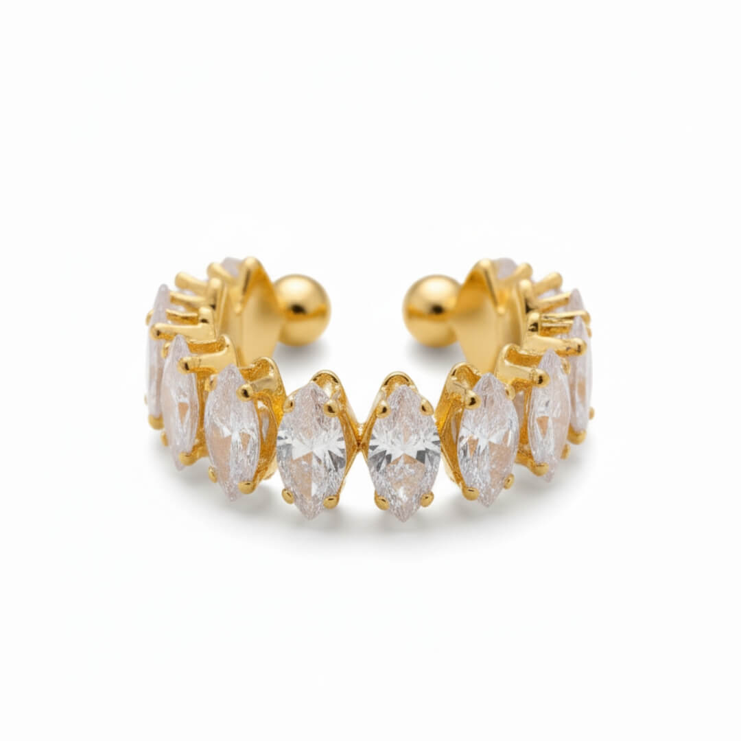 Vicenza with Crown of Zirconia Marquise Ring (18K Gold Plated) | Luvesina