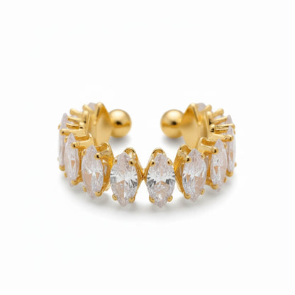 Vicenza with Crown of Zirconia Marquise Ring (18K Gold Plated) | Luvesina