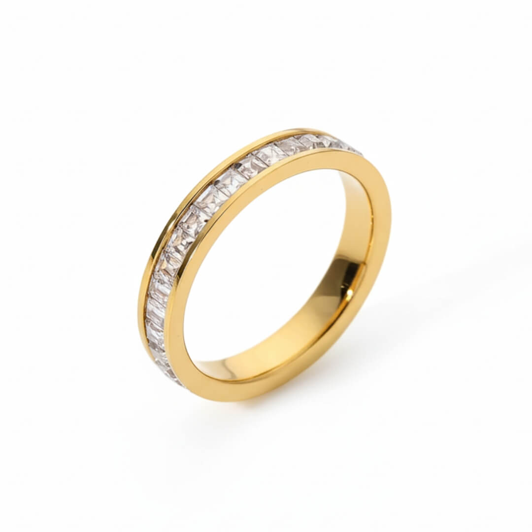 Zirconia-Set Ring (Gold Plated) | Luvesina