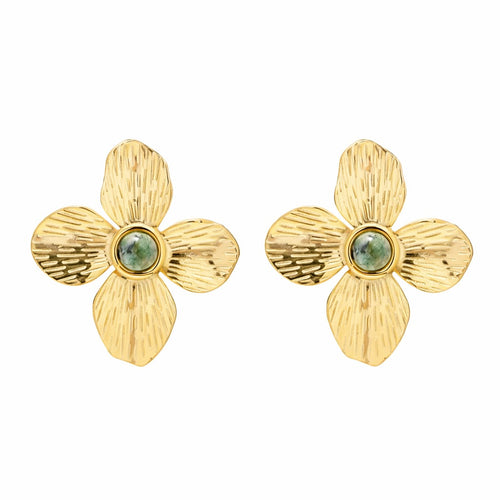 Flower of Emerald Earring (18K Gold Plated) | Luvesina