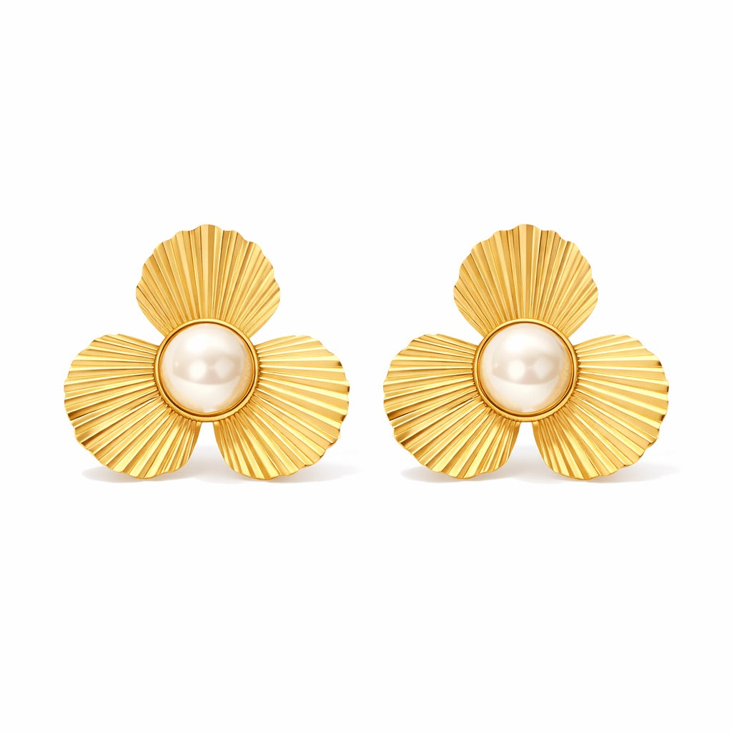Flower of Pearl Earring (18K Gold Plated) | Luvesina