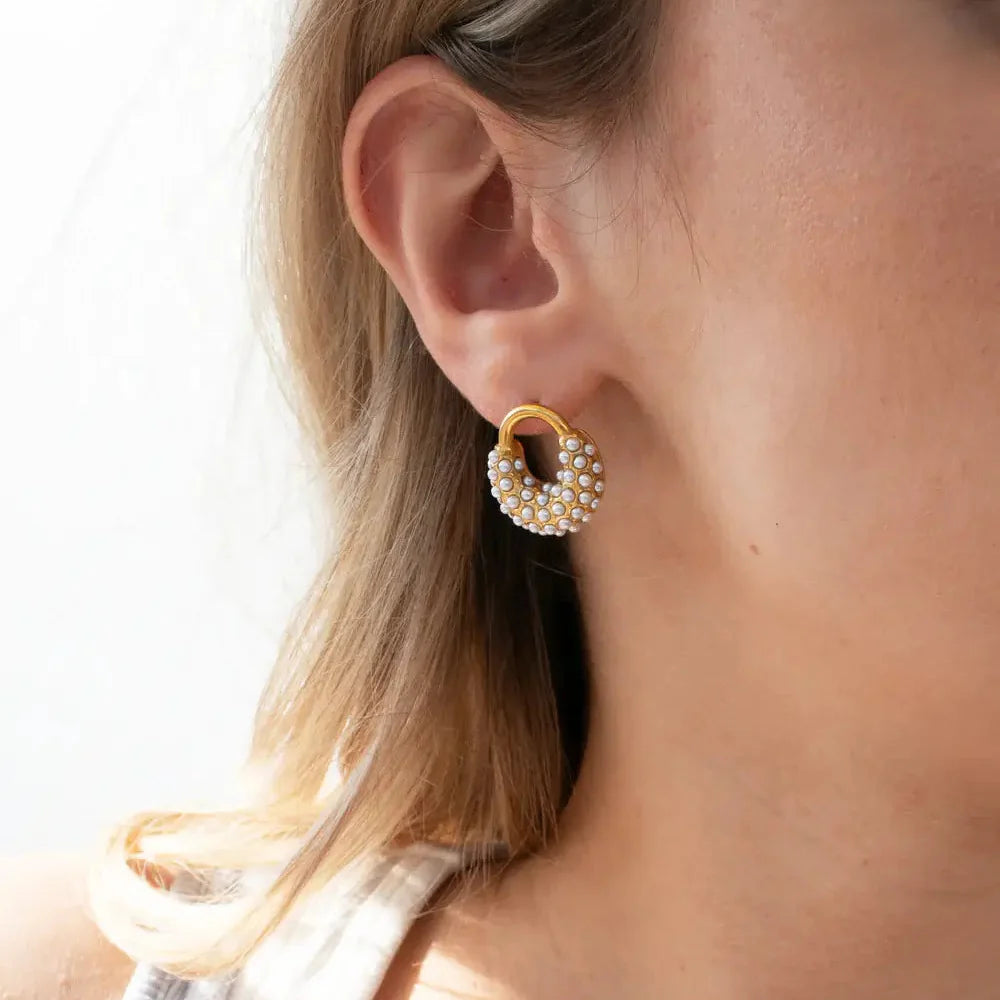 Spike Pearl Earring (18K Gold Plated) | Luvesina