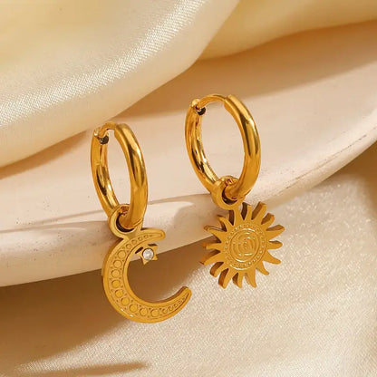 Aro Sun and Moon Earring (18K Gold Plated) | Luvesina