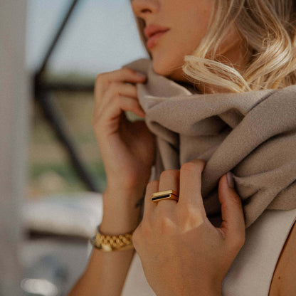 Square Geometric Cesare Ring (18K Gold Plated) | Luvesina