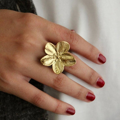 Cherry Blossom Adjustable Ring (18K Gold Plated) | Luvesina