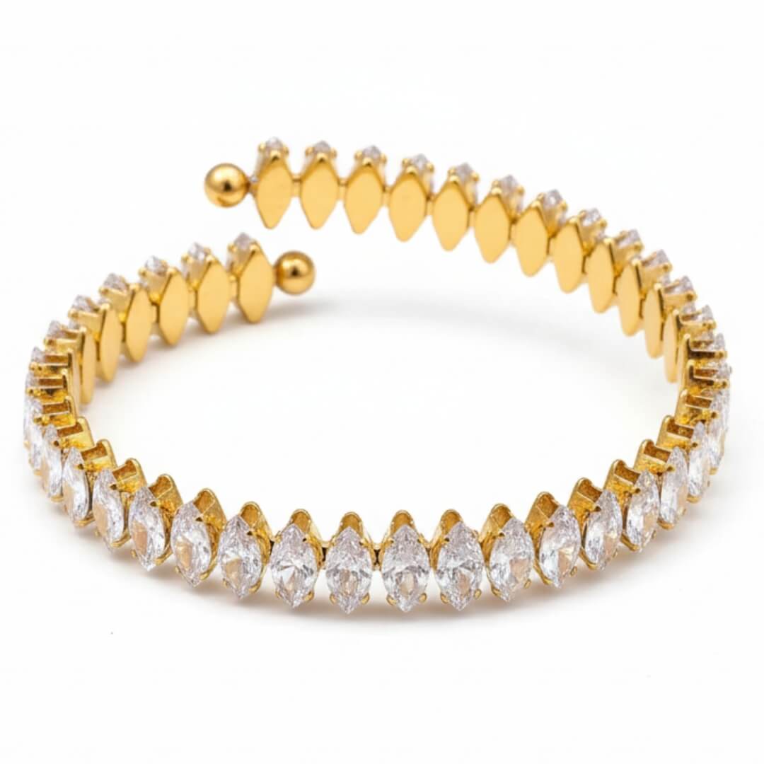 Brazalete Vicenza Coroa of Zircônia Marquise (18K Gold Plated) | Luvesina