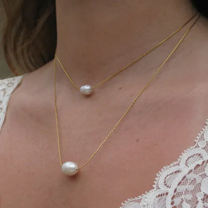 Pearl Dos Capas Necklace (18K Gold Plated) | Luvesina