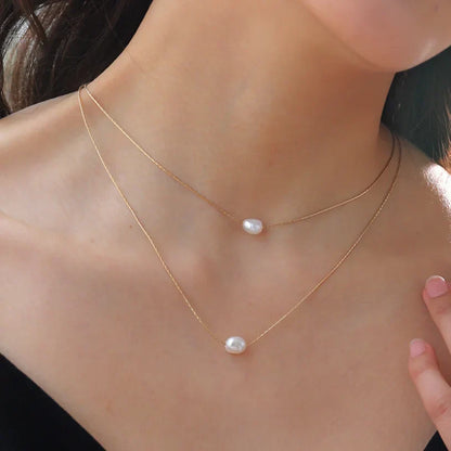 Pearl Dos Capas Necklace (18K Gold Plated) | Luvesina
