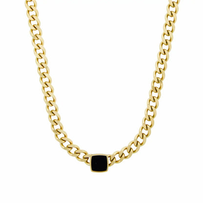 Chain Ónix Square Necklace (Gold Plated) | Luvesina