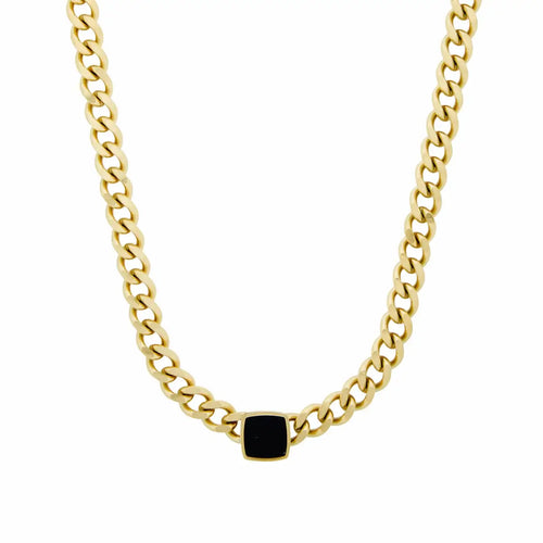 Chain Ónix Square Necklace (Gold Plated) | Luvesina