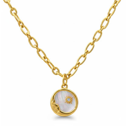 Marsella Sun and Moon Necklace (Baño in Gold 18K) | Luvesina