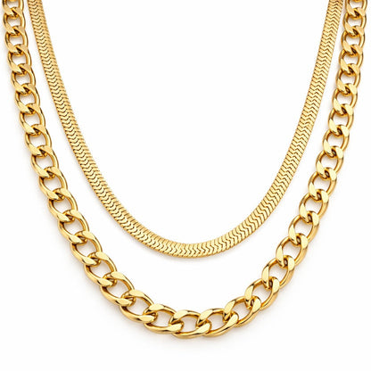 Capas of Malla and Chain Necklace (18K Gold Plated) | Luvesina