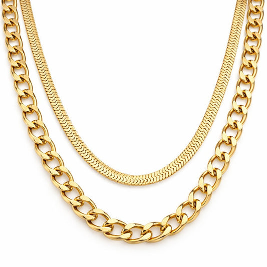 Capas of Malla and Chain Necklace (18K Gold Plated) | Luvesina