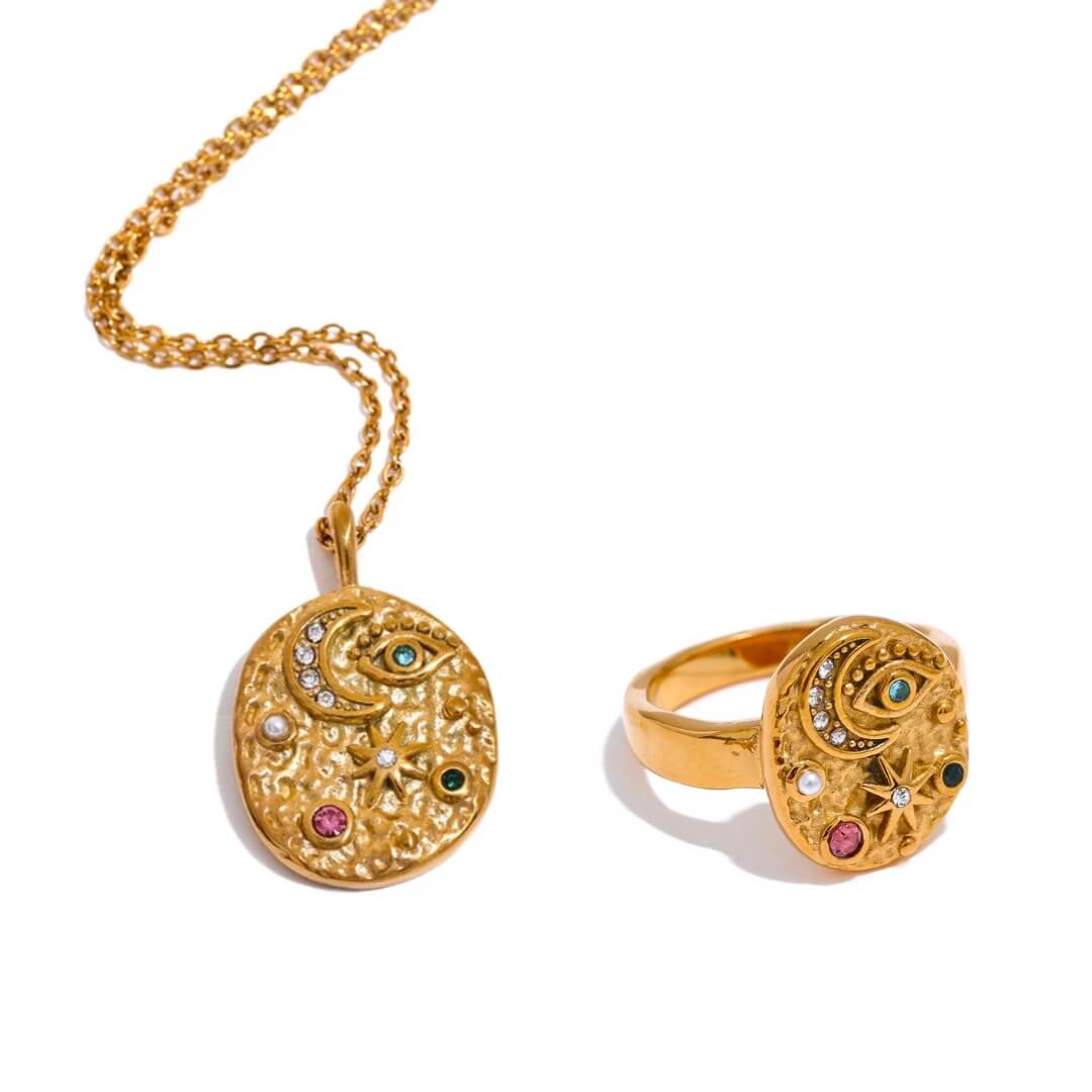 Set Marsella: Necklace + Ring (18K Gold Plated) | Luvesina