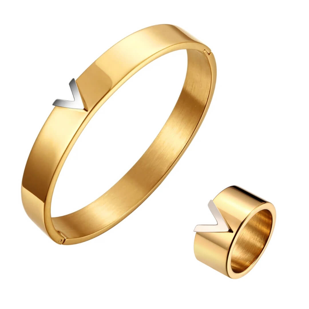 Set Vivace: Bracelet + Ring (18K Gold Plated) | Luvesina