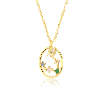 Constelaciones del Zodíaco Circonio Colorido Necklace (18K Gold Plated) | Luvesina