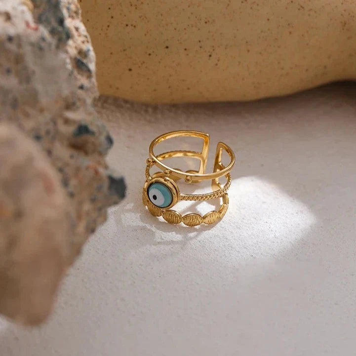Turkish Eye Afrodita Ring (18K Gold Plated) | Luvesina