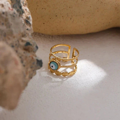 Turkish Eye Afrodita Ring (18K Gold Plated) | Luvesina