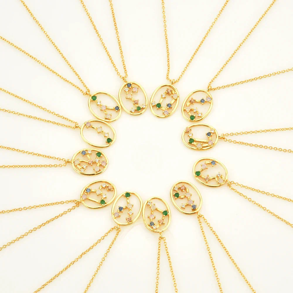 Constelaciones del Zodíaco Circonio Colorido Necklace (18K Gold Plated) | Luvesina