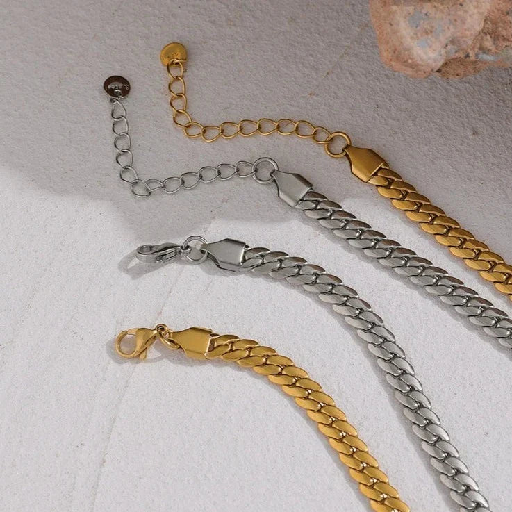 Heart with Chain of Links Gruesos Necklace (18K Gold Plated) | Luvesina