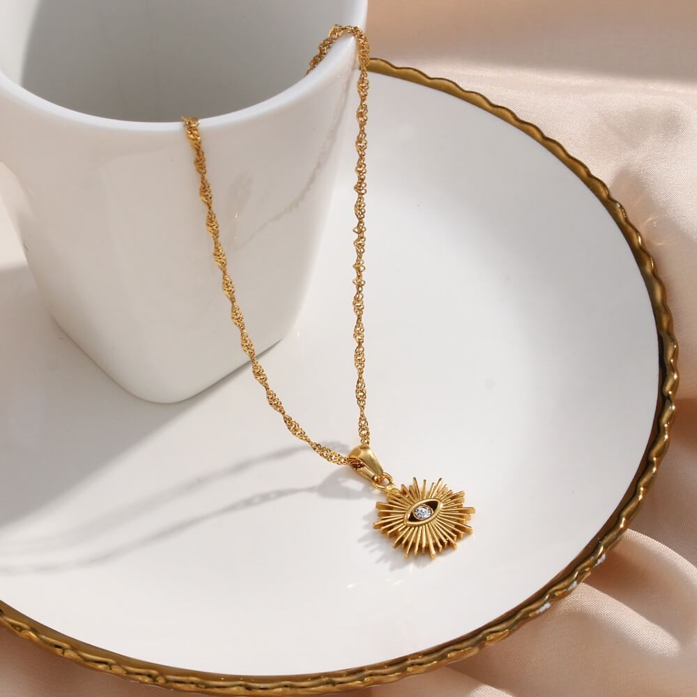 Set Occhio: Necklace + Ring Adjustable (Bañados in Gold 18K) | Luvesina