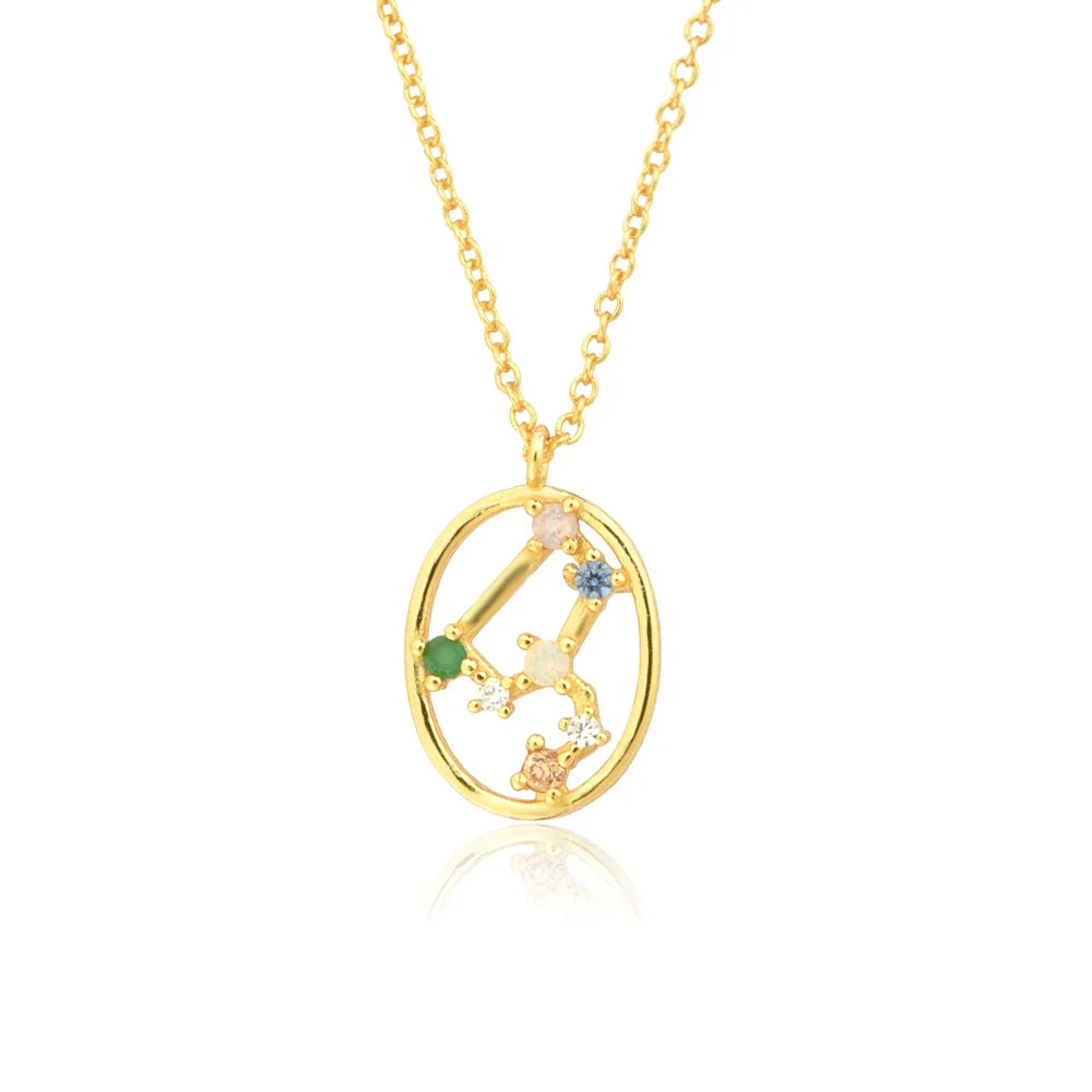Constelaciones del Zodíaco Circonio Colorido Necklace (18K Gold Plated) | Luvesina