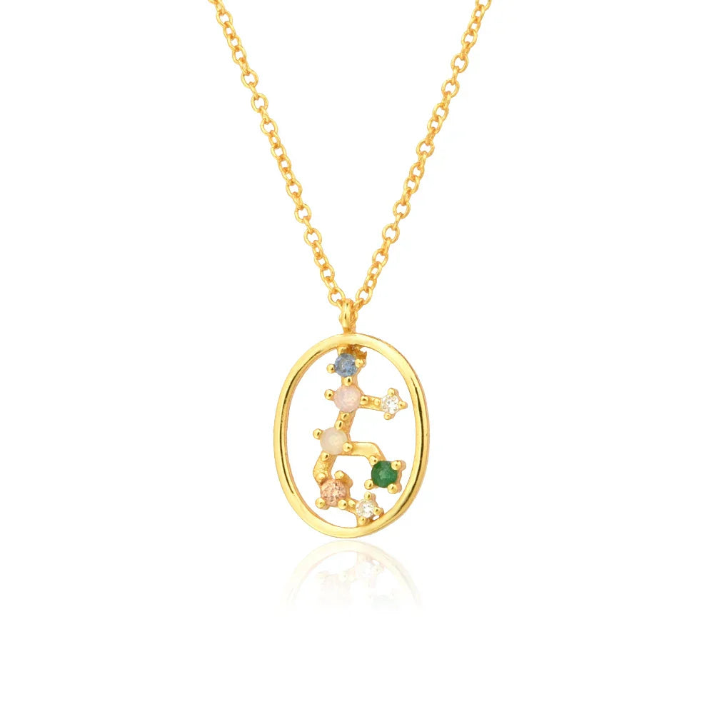 Constelaciones del Zodíaco Circonio Colorido Necklace (18K Gold Plated) | Luvesina